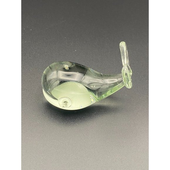 Blown Glass Whale Figurine Paperweight Handmade Ngwenya Glass Small Clear - Picture 4 of 8